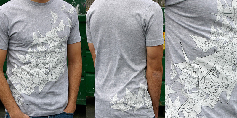 "1000 Cranes (printed)" by collisiontheory 1000 Cranes (printed) tee shirt design by collisiontheory - aj dimarucot