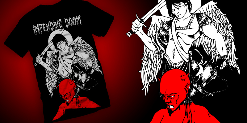 Impending Doom - Saint Michael tee shirt design by sittingduck - Josh Stomberg