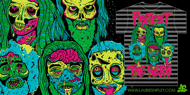 Protest the Zombie Family Portrait tee shirt design by LaurieShipley - Laurie Shipley