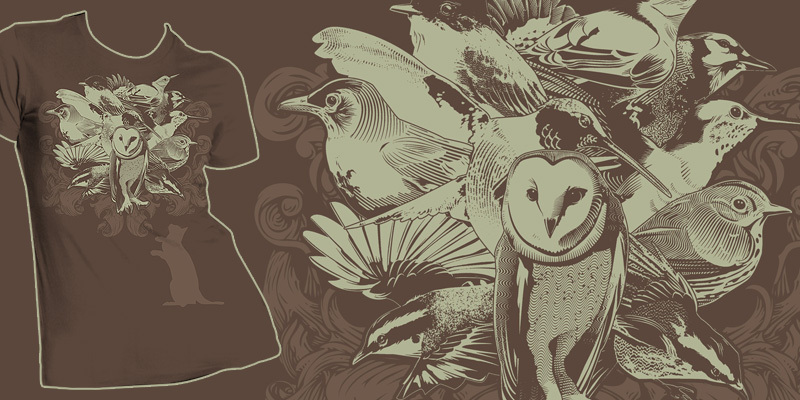 Spring Birds tee shirt design by jimiyo - Jimi Benedict