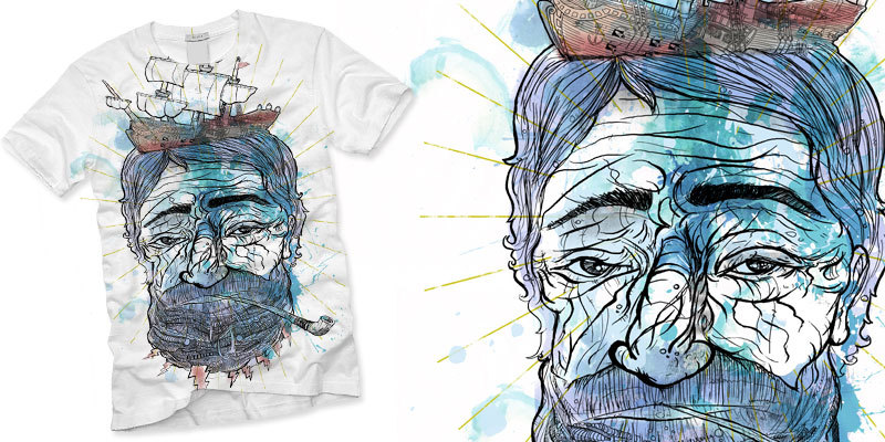 Old Man of the Sea tee shirt design by Sonne - Sol Amstutz