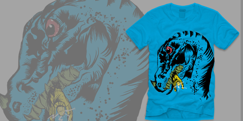 Dinosaur VS Robot tee shirt design by Randomentity - Courtney Varner