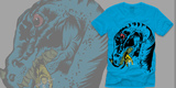 Dinosaur VS Robot tee shirt design by Randomentity - Courtney Varner