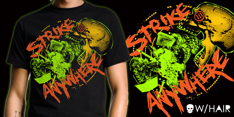 Strike Anywhere - Rejections tee shirt design by skull with hair - skull with hair