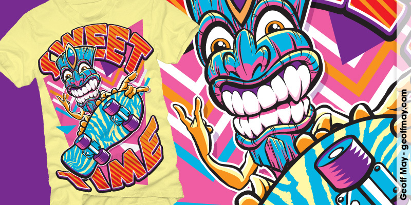 Sweet Time | Tiki Skate tee shirt design by justgeoff - Geoff May