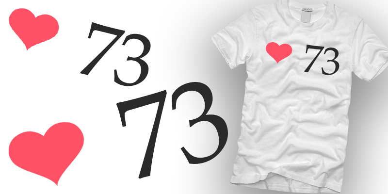 "<3 73" by Democlosam <3 73 tee shirt design by Democlosam - Sam Minton