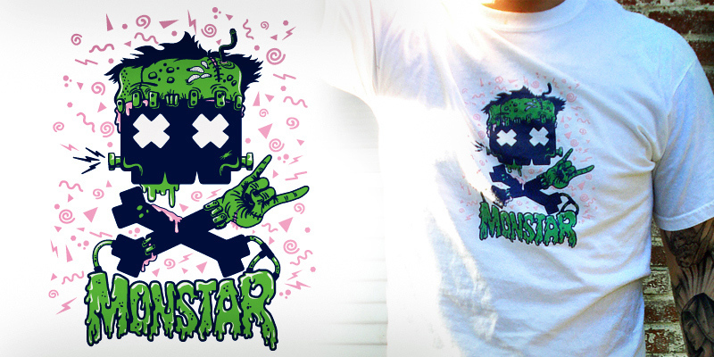FrankenSkully tee shirt design by monstarclothing - monstar clothing