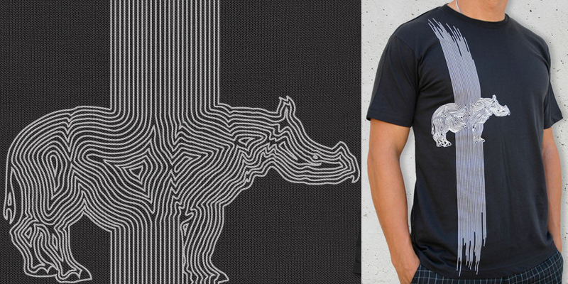 line rhino tee shirt design by artulo - jp