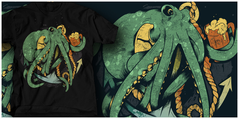 Octo Beer tee shirt design by joshp - Josh Principe
