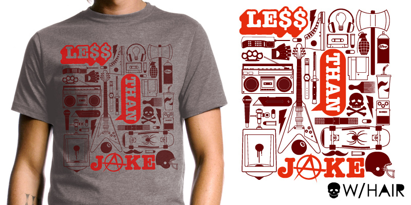 LTJ - stuff tee shirt design by skull with hair - skull with hair