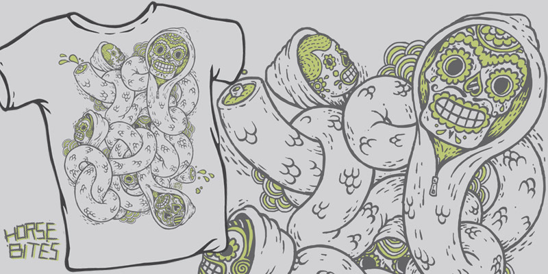 Day of the Snakes tee shirt design by horsebites - HORSEBITES