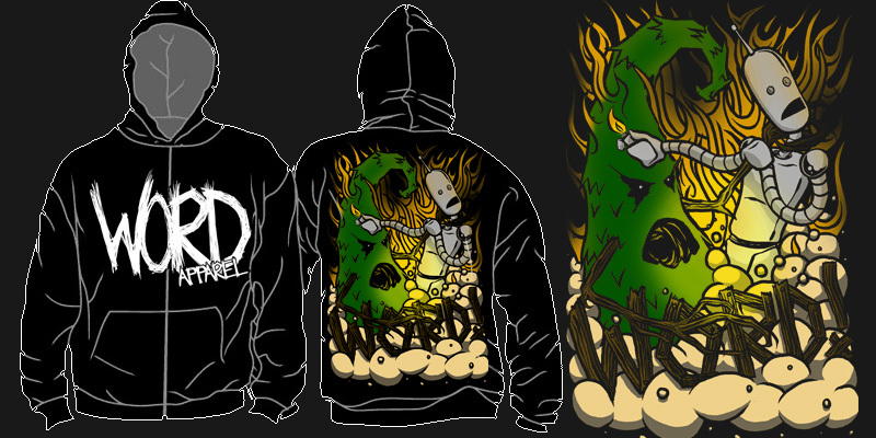 WORD! Apparel - Robot vs. Killer Tree (hoodie) WORD! Apparel - Robot vs. Killer Tree (hoodie) image