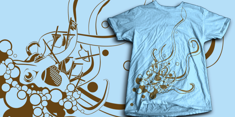 Cutthroat Clothing *GIANT SQUID* tee shirt design by sittingduck - Josh Stomberg