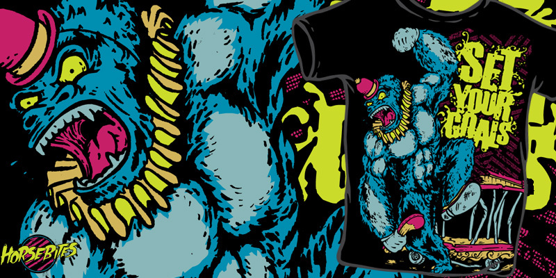 Rockett X Set Your Goals-Gorilla! tee shirt design by horsebites - HORSEBITES