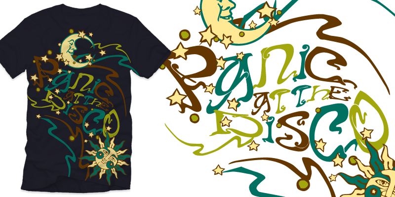 Panic at the Disco - Sun and Moon tee shirt design by collisiontheory - aj dimarucot