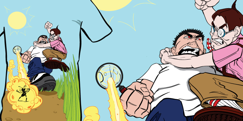 "Tee Off Round 2- Giant vs Giant- Nerdzilla vs Bullydon!!!" by Davee Bee Tee Off Round 2- Giant vs Giant- Nerdzilla vs Bullydon!!! tee shirt design by Davee Bee - Vance
