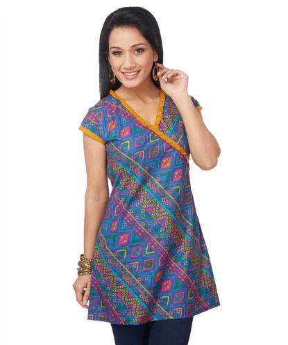 Folk print bias tunic 