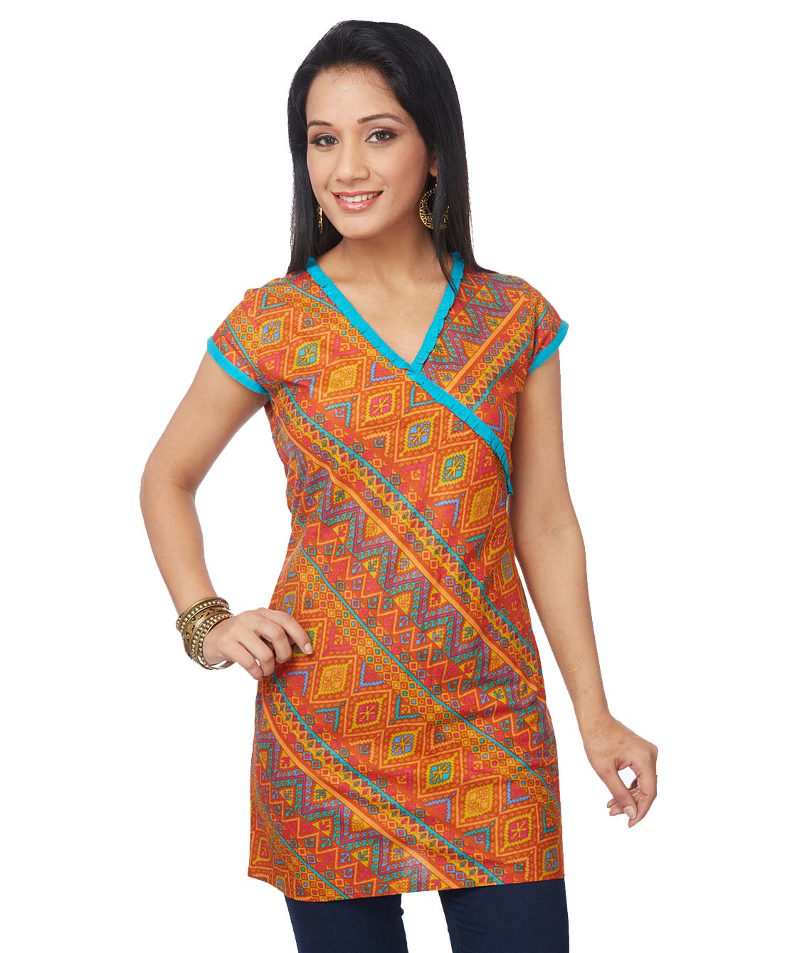 Folk print bias tunic 