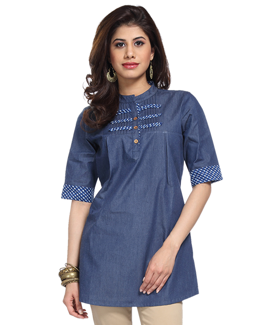 Denim and ikat print tunic