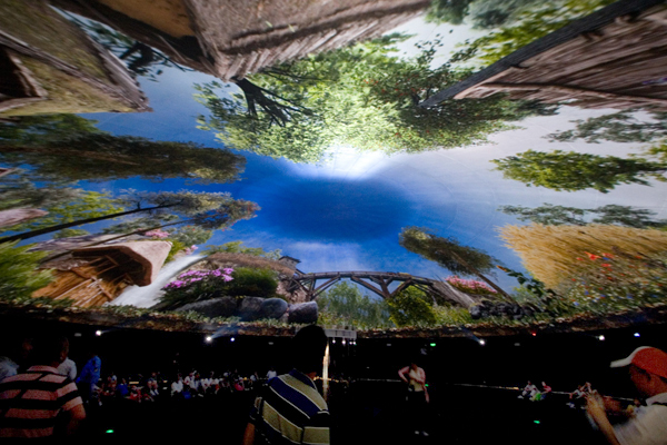 “The Only Planet We Have,” an immersive panoramic film at the Pavilion of Urban Planet, conceived and designed by Triad Berlin Projektgesellschaft. “The Only Planet We Have,” an immersive panoramic film at the Pavilion of Urban Planet, conceived and designed by Triad Berlin Projektgesellschaft.
