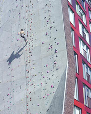 high rise with climbing wall