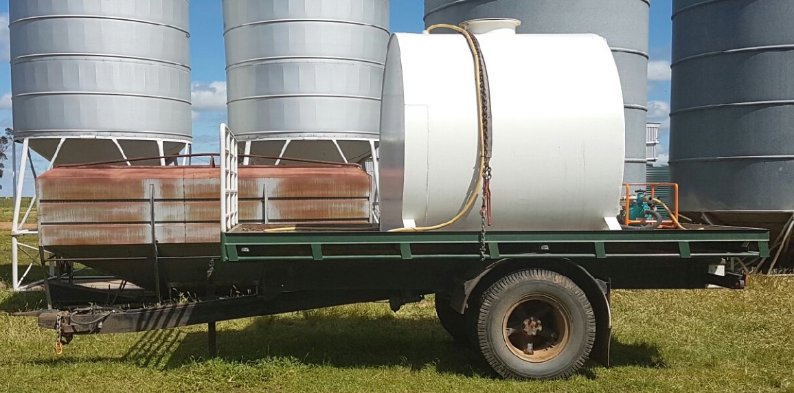 Spray Tank On trailer & 100 Bag Grain Bin. 8,000 LTR Farm Tender