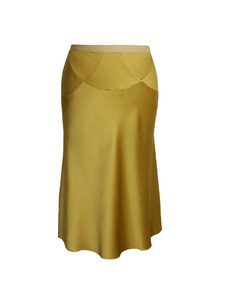 Spark Green Silk Midi Skirt