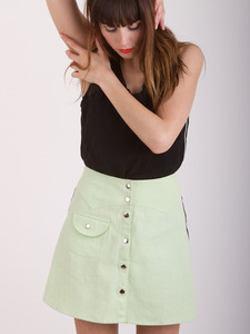 Embellished Button Mini Skirt