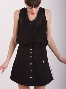 Embellished Button Mini Skirt