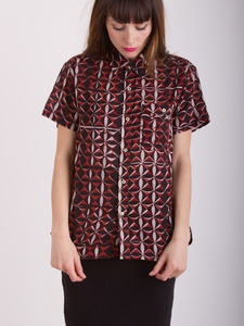 High-low Button Down Print Shirt