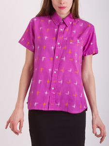 High-low Button Down Print Shirt