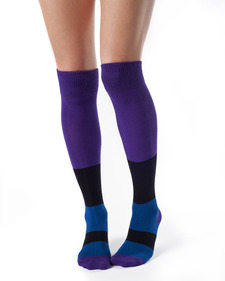 Sophie Organic Cotton Thigh High Color Block Socks