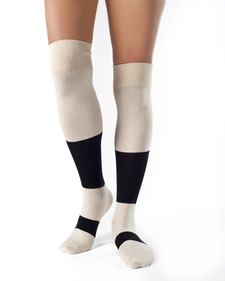 Sophie Organic Cotton Thigh High Color Block Socks