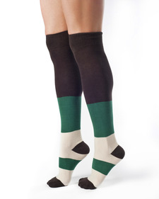 Sophie Organic Cotton Thigh High Color Block Socks