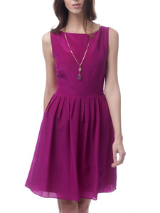 Magenta Silk A-Line Theda Dress