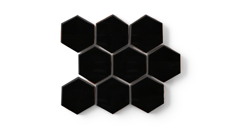 dark matte glaze basalt in hexagon shape