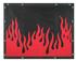 2006P-FLAME- Flame bug screen. Fits Peterbilt 379 extended hood 1995 to current, 14 tabs (hardware included) 42"-43"x 36.5"