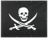 2006P-PIRATE- Pirate skull bug screen. Fits Peterbilt 379 extended hood 1995 to current, 14 tabs (hardware included) 42"-43"x 36.5"