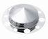 214-360- Pointed chrome 3 piece front axle cover with removable cap and beauty ring. Fits: 10 lug, 1.5" nut 20"/22.5"/24.5"
