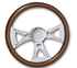 29510-CROSS-18" Wood steering wheel with Cross Design. Fits Freightliner Classic, FLD, Century, fixed/adjustable column (1989-present) 18"