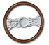 29510-FLAMES-18" Wood steering wheel with Flames Design. Fits Freightliner Classic, FLD, Century, fixed/adjustable column (1989-present) 18"