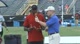 Carl Lewis talks to crowd at NON