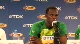 Usain talks about his spikes and joking before the race