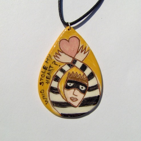 Folksy : "Who stole my Heart? Ceramic pendant." from folksy.com