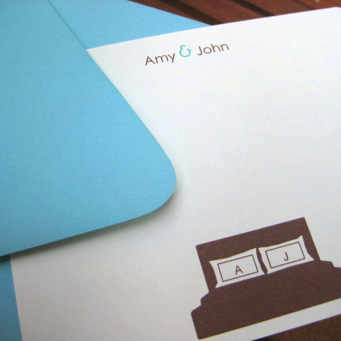 Folksy : "Newlywed Bed Personalized Note Card Set" from folksy.com