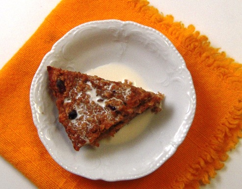 Pumpkin Baked Oatmeal with Brandied Cherries and White Chocolate