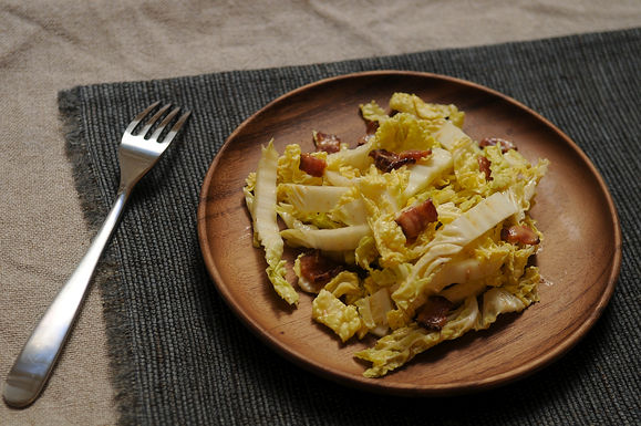 Napa Cabbage Salad with Hot Bacon Dressing