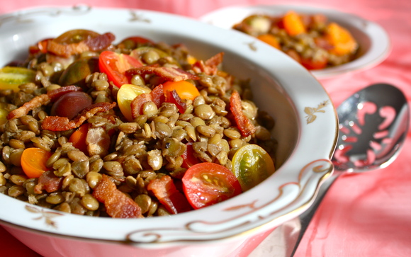 The BLT Salad: Bacon, Lentil & Tomato