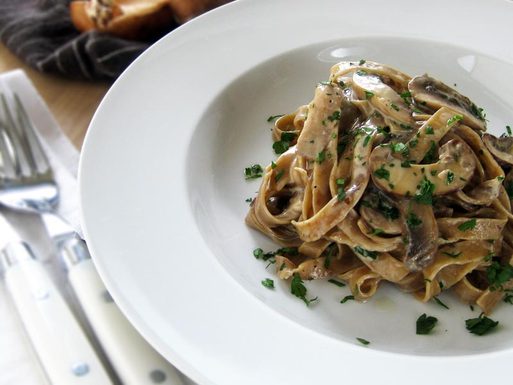 Homemade Porcini Fettuccini with Creamy Wild Mushroom Sauce