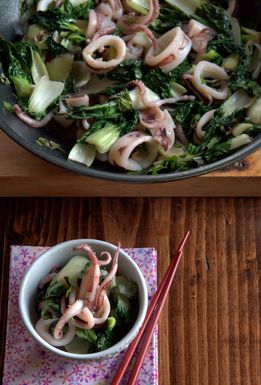 Quick Wok-Fired Squid with Greens